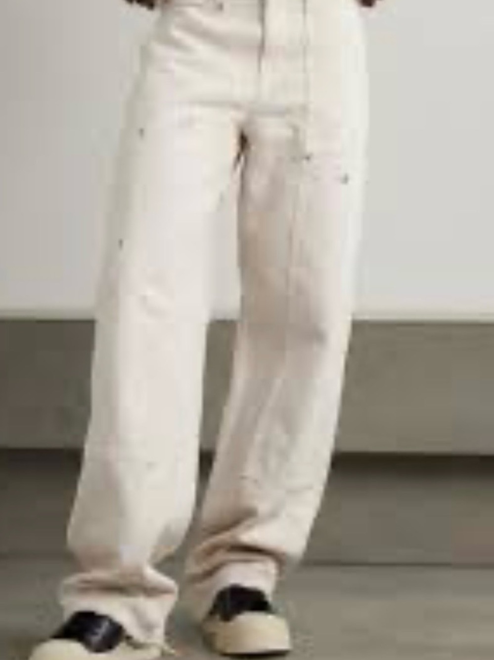 Re/Done off-white painter trousers with double knee patch.